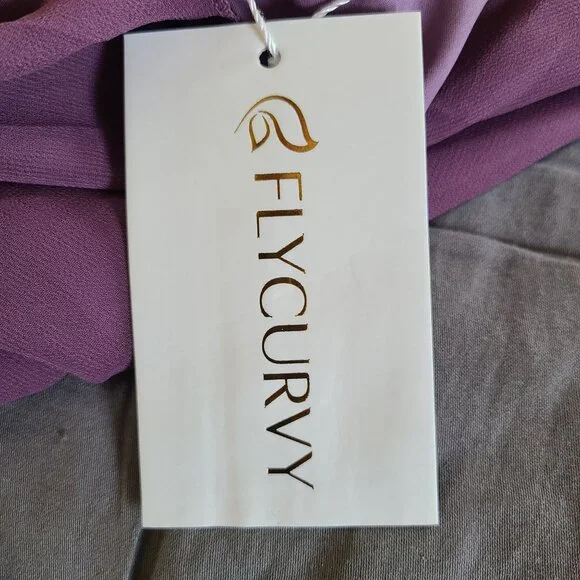 Purple Lace & Chiffon Short Sleeve Formal Dress Womens Fit & Flare Style NWT - Picture 12 of 13